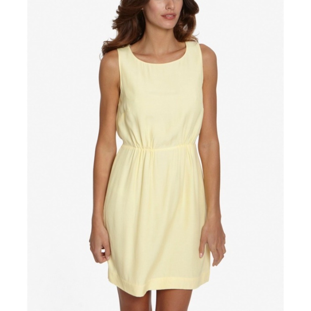 1901 Yellow Sleeveless Elastic Waist‎ Cinched Drawstring Dress Size 6